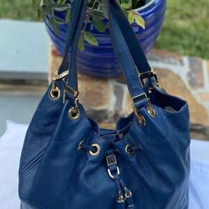 MICHAEL Kors Camden Large Drawstring Tassels Crossbody Bag.  Color: Blue